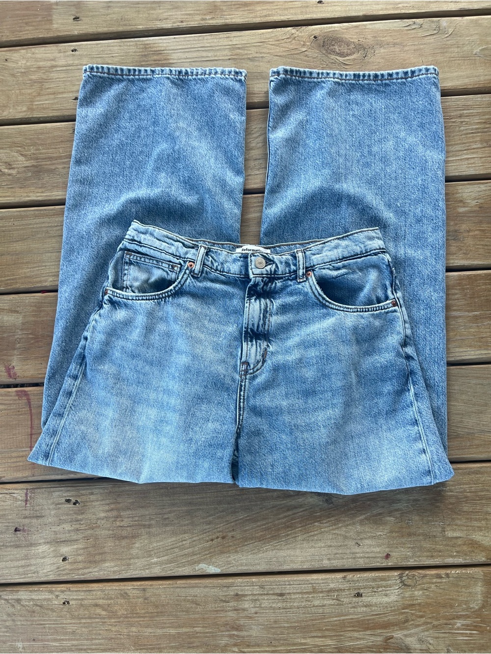 Reformation Palmer Lived-In Baggy Jeans Size 29 Light Blue